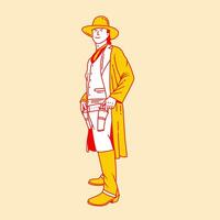 Simple cartoon illustration of a cowboy 6 vector