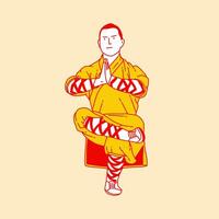 Simple cartoon illustration of shaolin kung fu 1 vector