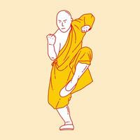 Simple cartoon illustration of shaolin kung fu 2 vector