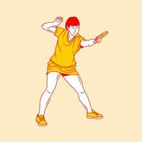 Simple cartoon illustration of a ping pong player 1 vector