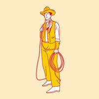 Simple cartoon illustration of a cowboy 5 vector