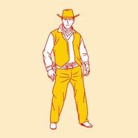 Simple cartoon illustration of a cowboy 1 vector