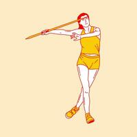 sencillo dibujos animados ilustración de lanzamiento jabalina deporte 1 vector