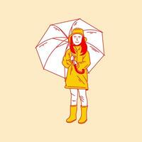 Simple cartoon illustration of a child wearing a raincoat 2 vector