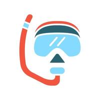 Snorkel set icon. Red snorkel, blue mask, underwater gear, diving equipment, swimming, aquatic, water sports, adventure, ocean exploration. vector