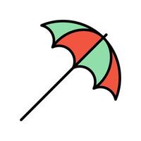 playa paraguas conjunto icono. verde y rojo paraguas, sombra, verano, playa, Dom proteccion, exterior, relajación, vacaciones, ocio. vector