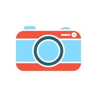 cámara conjunto icono. rojo y azul cámara, lente, fotografía, digital, equipo, tecnología, capturar momentos, viajar, pasatiempo. vector