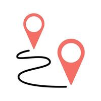 Map set icon. Road sing, red location pin, pointer, route, location, navigation, travel, gps, geography, direction, destination, journey, route, exploration. vector