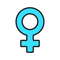 hembra símbolo icono. azul hembra firmar, género, mujer, feminismo, identidad, sexo, igualdad, género símbolo, femenino. vector