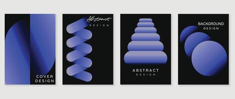 Abstract gradient poster background set. Minimalist style cover template with vibrant perspective 3d geometric prism shapes collection. Ideal design for social media, cover, banner, flyer. vector