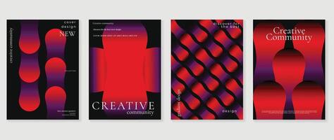 Abstract gradient poster background set. Minimalist style cover template with vibrant perspective 3d geometric prism shapes collection. Ideal design for social media, cover, banner, flyer. vector
