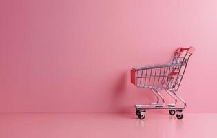 Shopping Cart on Pink Background photo