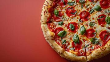 Close Up of a Pizza on a Table photo