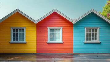 Yellow House With Blue Door and Window photo
