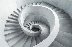 un espiral escalera en negro y blanco foto