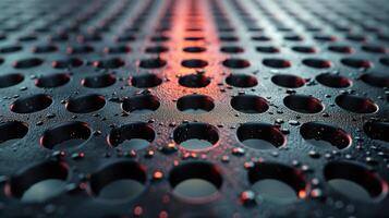 Close Up Of Metal Grate With Water Drops photo