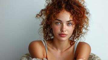 Woman With Curly Hair Posing for Picture photo