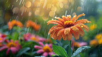 White Flower on Wet Ground photo