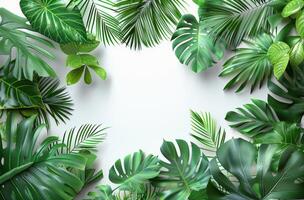Cluster of Green Leaves on White Background photo