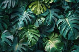 Large Group of Green Leaves on a Wall photo
