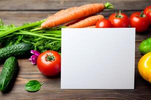 Beautiful Mockup Card with Vegetables Background A Fresh Burst of Color and Flavor, Perfect for Showcasing Farm-Fresh Produce and Inspiring Healthy Eating Habits photo