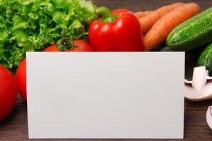Beautiful Mockup Card with Vegetables Background A Fresh and Vibrant Display of Colorful Produce, Ideal for Promoting Healthy Eating and Farm-Fresh Cuisine photo