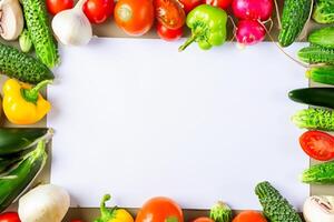 Beautiful Mockup Card with Vegetables Background A Fresh and Wholesome Display of Nature's Bounty, Featuring Vibrant and Colorful Vegetables Against a Rustic and Inviting Backdrop photo