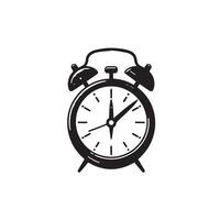 Alarm clock silhouette illustration. Alarm clock logo type ,black icon. vector