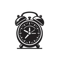 Alarm clock silhouette illustration. Alarm clock logo type ,black icon. vector