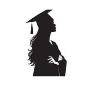 Graduate student silhouette. graduate student logo illustration ,black icon vector