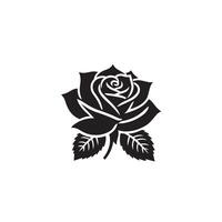 Rose silhouette illustration. Rose logo, rose black icon. vector