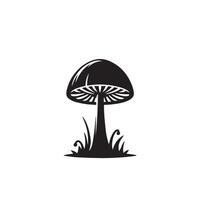 Mushroom silhouette illustration. Mushroom logo, mushroom black icon vector