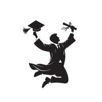 Graduate student silhouette. graduate student logo illustration ,black icon vector