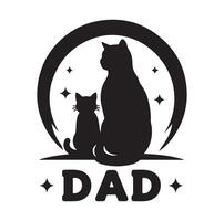 cat dad silhouette Cat lover silhouette on a white background vector