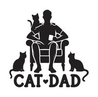 cat dad silhouette Cat lover silhouette on a white background vector