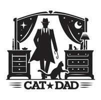 cat dad silhouette Cat lover silhouette on a white background vector