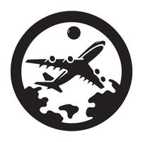 Airplane silhouette. Passenger plane landing, back front and bottom views, aircraft jet silhouettes illustration icons vector