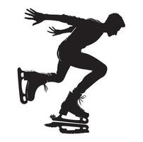 ice skating silhouettes in different position vector
