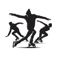ice skating silhouettes in different position vector