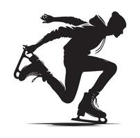 ice skating silhouettes in different position vector