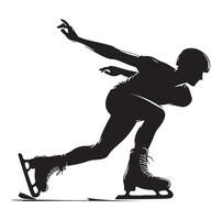 ice skating silhouettes in different position vector