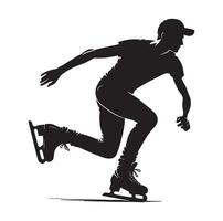 ice skating silhouettes in different position vector