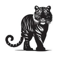 Tigre silueta negro color vector