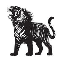 Tigre silueta negro color vector