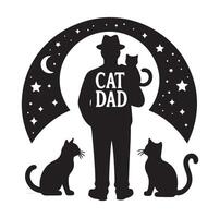 cat dad silhouette Cat lover silhouette on a white background vector