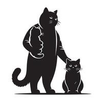 cat dad silhouette Cat lover silhouette on a white background vector