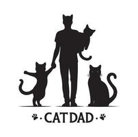 cat dad silhouette Cat lover silhouette on a white background vector