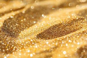 Macro shot of sparkling sand texture under bright sunlight for a vivid background photo