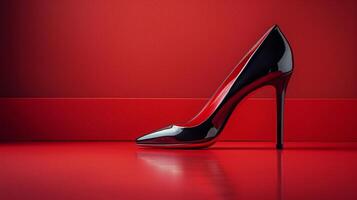 Elegant high heeled shoes on a striking red to black gradient background photo