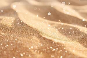 Macro shot of sparkling sand texture under bright sunlight for a vivid background photo